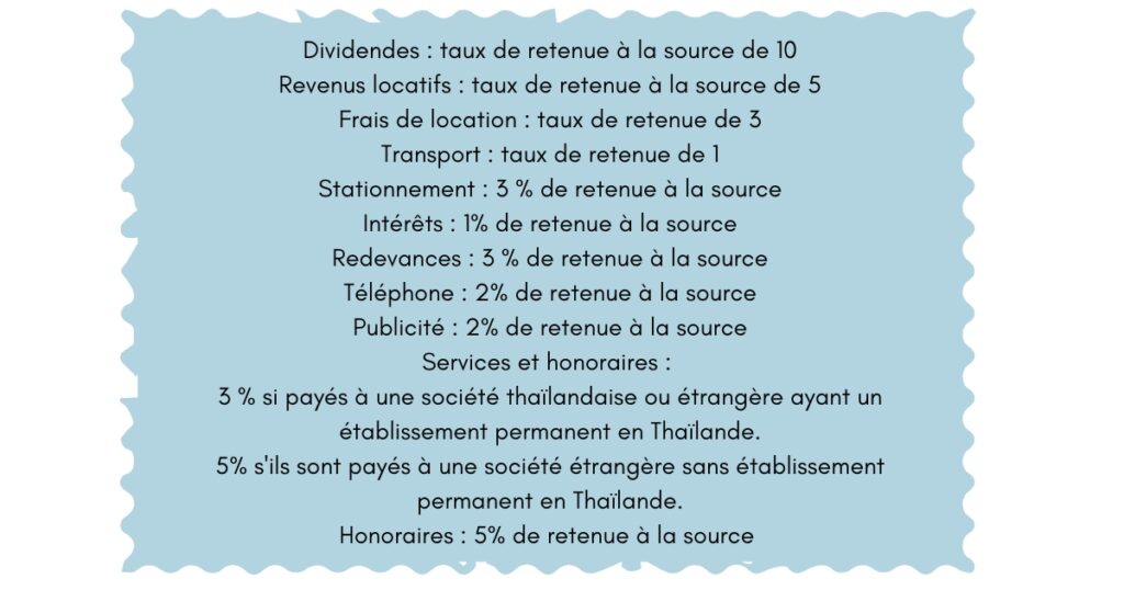 déclaration fiscale Thaïlande : Le montant du prélèvement à la source à payer