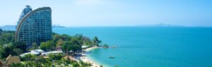 Panoramic view of the coastline and luxury condominiums to buy a condo in Pattaya