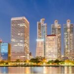 Skyline di Bangkok al tramonto, rappresentativo delle zone più richieste per comprare casa a Bangkok